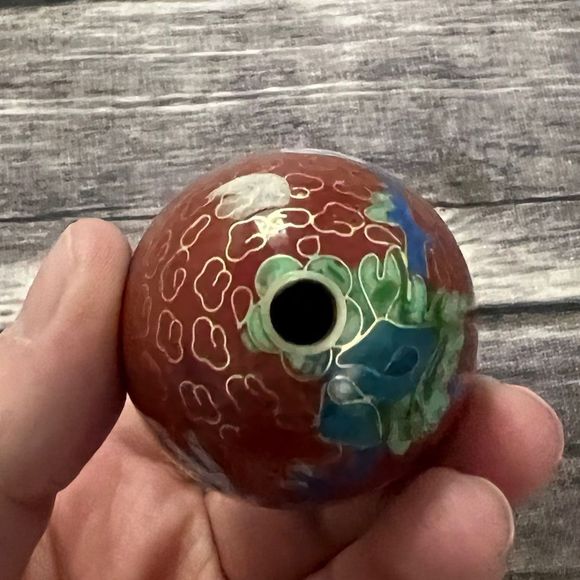 Decorative Cloisonné Egg - Red Floral - Picture 8 of 9